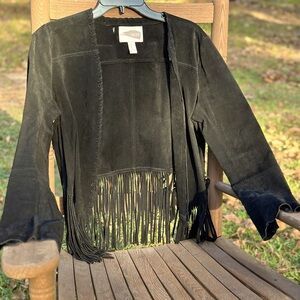 FOREVER 21 Medium Pig Skin Leather Fringe Jacket